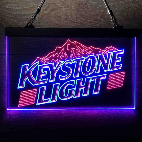 Keystone Light Mountain Logo Dual LED Neon Light Sign